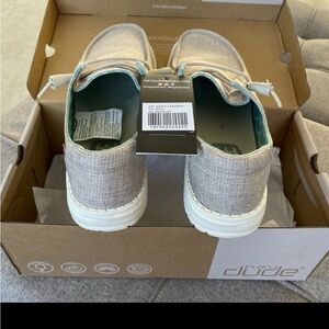 Hey Dude Beige Wendy Chambray Shoes - Size 6